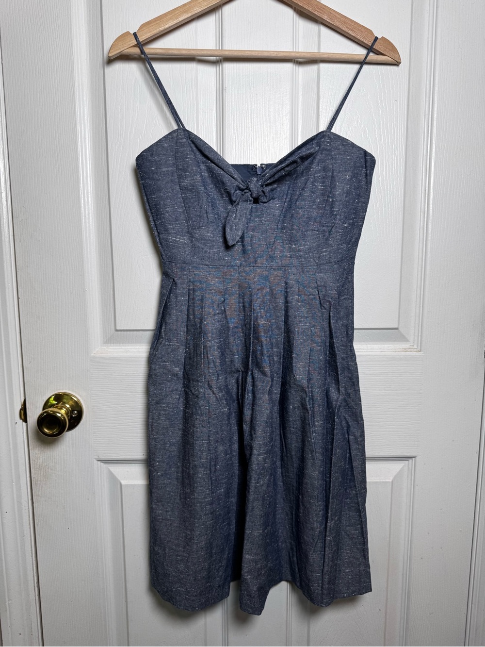 Madewell Chambray Tie-Front Sundress Size 00 NWT Blue Cotton Fit & Flare Dress